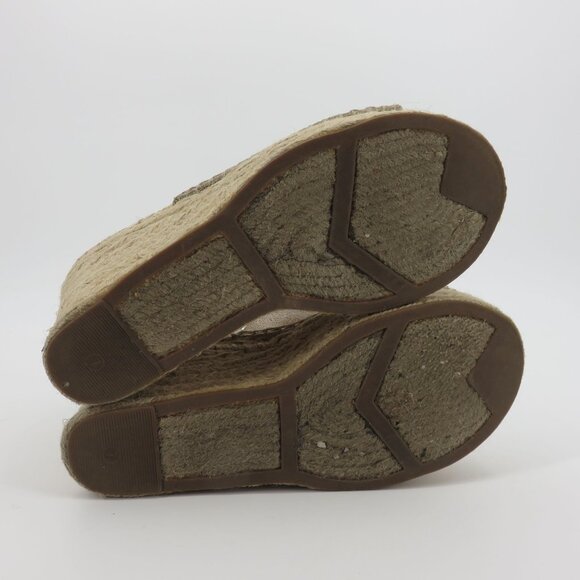 Marc Fisher ADALYN Women 7 M Metallic Gold Leather Espadrille Wedge Sandals - Picture 14 of 16